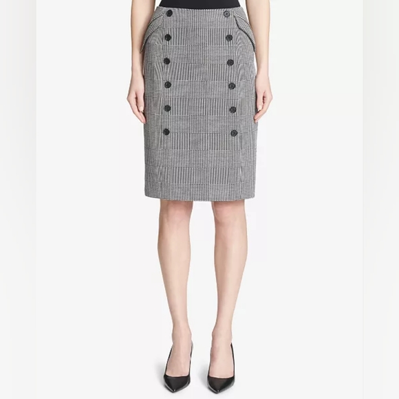 CALVIN KLEIN | Double-Button Pencil Skirt Size (6) - Picture 10 of 12